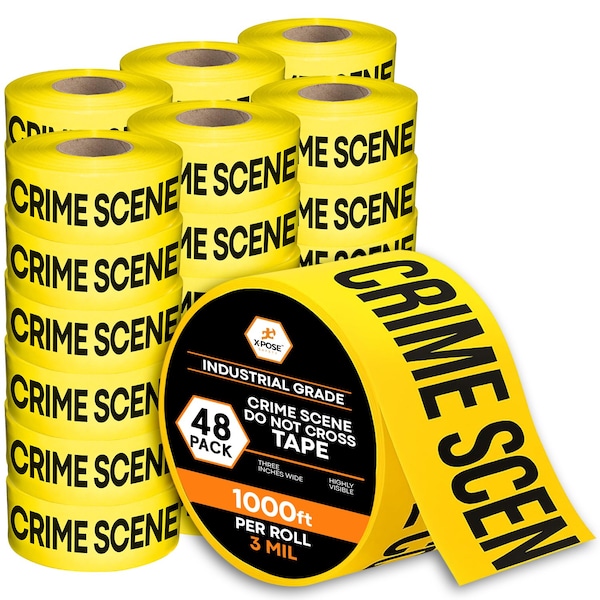 Xpose Safety Crime Scene Do Not Cross Tape Roll, 3 Mil, 3 Inch Wide x 1000 Feet, Yellow w/Black Letters, 48PK PCST-3M-48-X - main