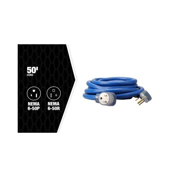 Southwire Welding Extension Cord, 8/3 Stw Nema 6-50 Cordset - 50 Feet - Blue 19228806 - main