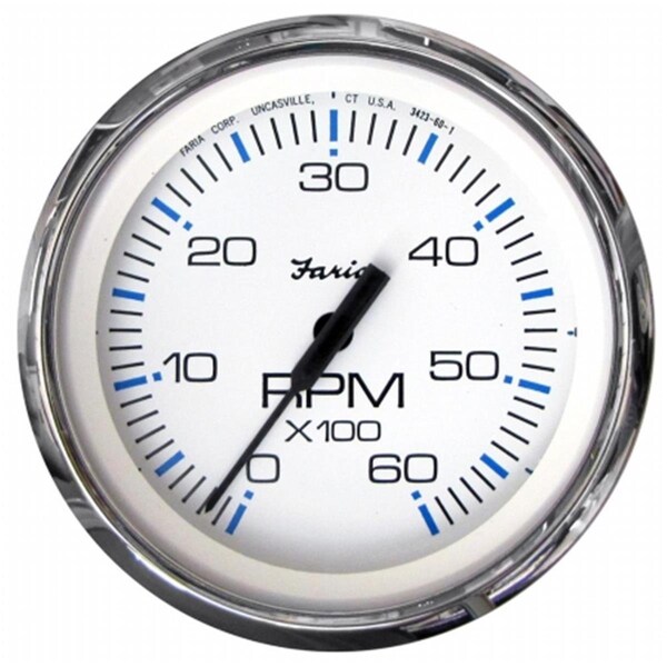Perfectpitch 4 in. Chesapeake White Stainless Steel Tachometer - 6-000 RPM PE3456040 - main