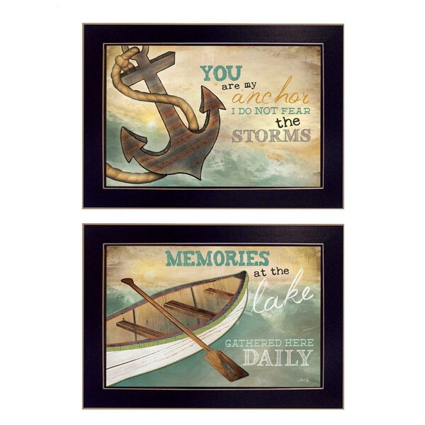 Homeroots Set Of Two Memories at the Lake Black Framed Print Wall Art, 2PK 405736 - main