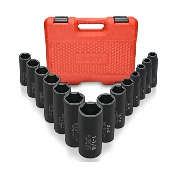 Neiko 0.5 in Dr. Impact Socket Set, SAE, Deep 02476A - main