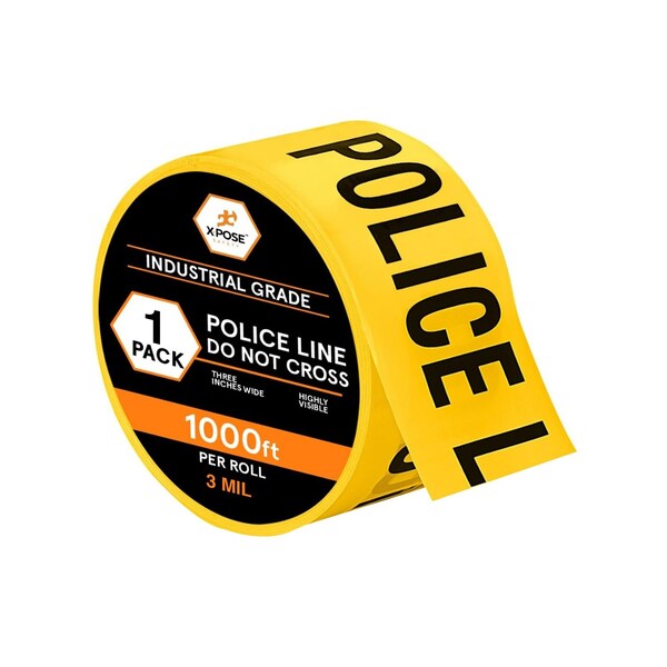 Xpose Safety Police Line Do Not Cross Tape Roll, 3 Mil, 3 Inch Wide x 1000 Feet, Yellow w/Black Letters PPLT-3M-1-X - main