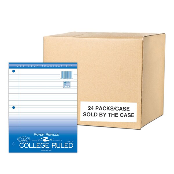 Roaring Spring Case of Loose Leaf Paper, 150 sht/pk, 8"x10.5", College Ruled Filler Paper w/Margin, 3-hole Punched 20051cs - main