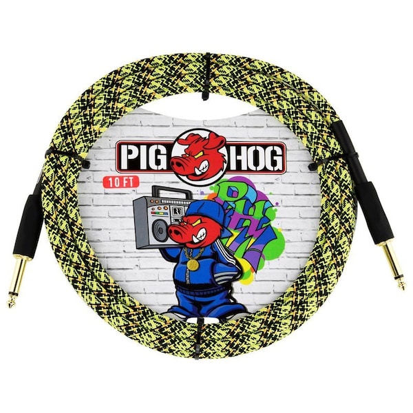 Pig Hog ''Yellow Graffiti'' Instrument Cable, 10-Feet Straight PCH10GYW - main