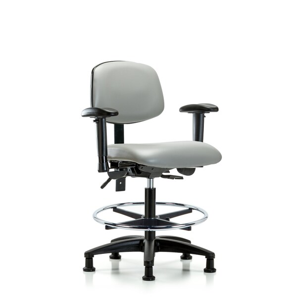 Blue Ridge Ergonomics Chair, Vinyl, Med Bench, AA CF Glides, Dov, 6-Way Adjustable, 22" to 29" Height, Dove BR-VMBCH-RG-T0-A1-CF-RG-8567 - main