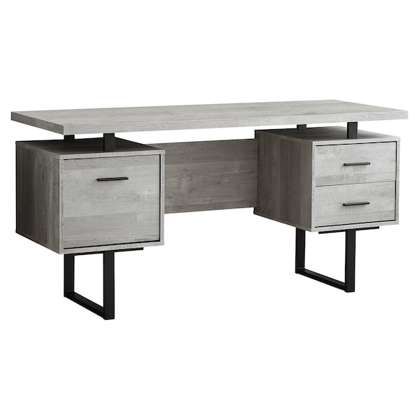 Homeroots 60" Gray and Black Computer Desk With Three Drawers 333518 - main