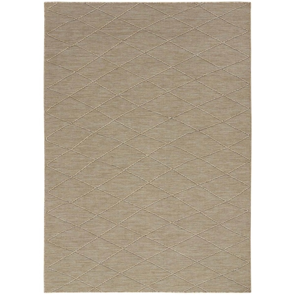 Homeroots 4' X 6' Natural And Light Brown Geometric Indoor Outdoor Area Rug 552715 - main