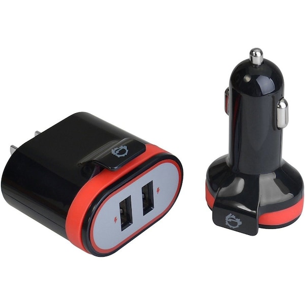 Siig Fast Charging USB Wall Charger & Car Charger Bundle Pack - Black AC-PW1A12-S1 - main