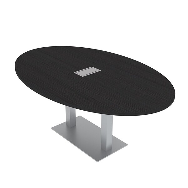 Skutchi Designs Oval Conference Table With Power, 48 in W, 72 in L, Black HAR-OVL-48X72-DOU-U999ST19-ESIL - main