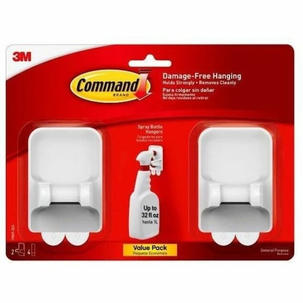 Command Spray Bottle Hanger, White, Plastic, PK2 17009-2ES - main