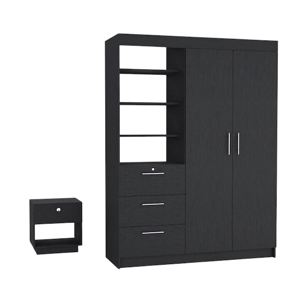 Homeroots Two Piece Black Bedroom Set 526363 - main