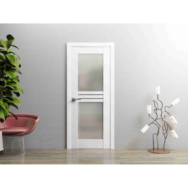 Vdomdoors French Interior Door, 18" x 80", White MELA7222ID-WS-18 - main