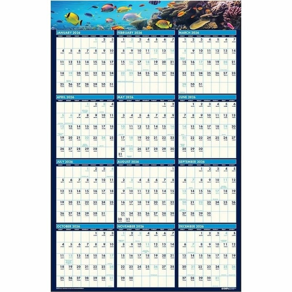 House Of Doolittle Reversible/Erasable Yearly Wall Calendar, 24" x 37" HOD3969 - main