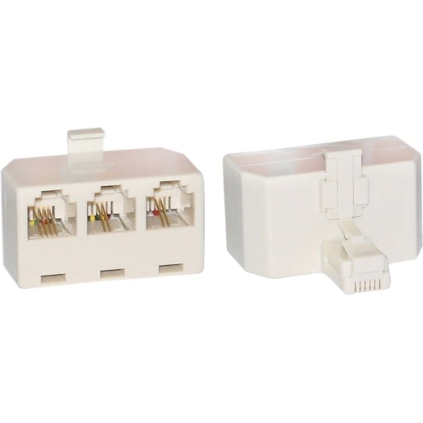 Cable Wholesale Telephone Jack Line Separator, RJ11/RJ12 Male to 3 RJ11/RJ12 Female, Line 1, Line 2, Line 1 and 2 PA-6P4C-3 - main