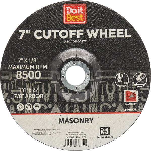 Do It Best Type 27 7'' x 1/8'' x 7/8'' Masonry Cut-Off Wheel TK-CW-007 - main