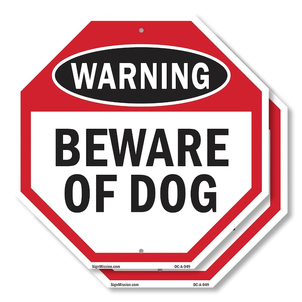 Signmission Warning Beware of Dog, 10 inch X 10 inch, Aluminum Metal Signs, 2PK OC-A-2PACK-10-49 - main