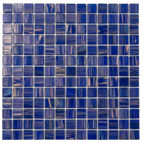 Apollo Tile Celestial 12inx12in Glossy Royal Blue and Gold Glass Mosaic Wall and Floor Tile 20 sqft/case, 20PK APLST88BL544A - main