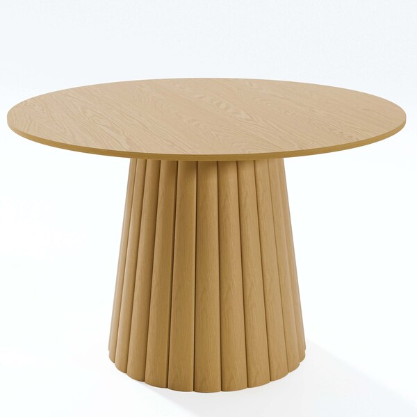 Homeroots 46" Brown Solid Wood Pedestal Base Round Top Dining Table 721006 - main