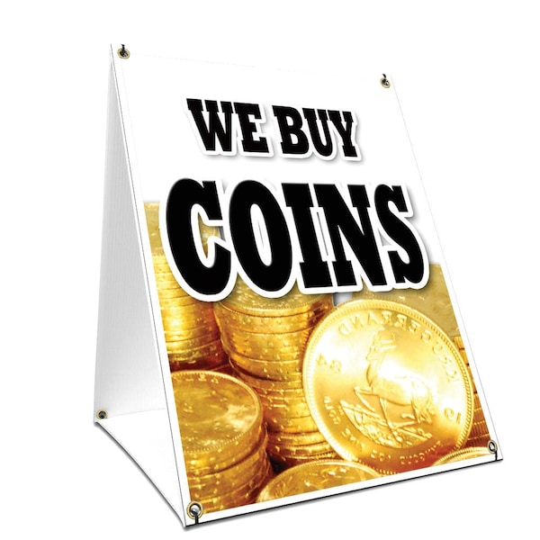 Signmission We Buy Coins, 36 Inch x 24 Inch A-frame Yard Sign, Plastic Sign SBC-2436-We Buy Coins - main