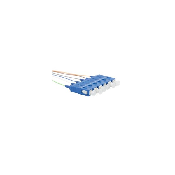Cable Wholesale 6 Strand Fiber Ribbon Pigtail, 9/125 Singlemode(Blue Boot), SC/UPC, 3 meters 15F2-00006 - main