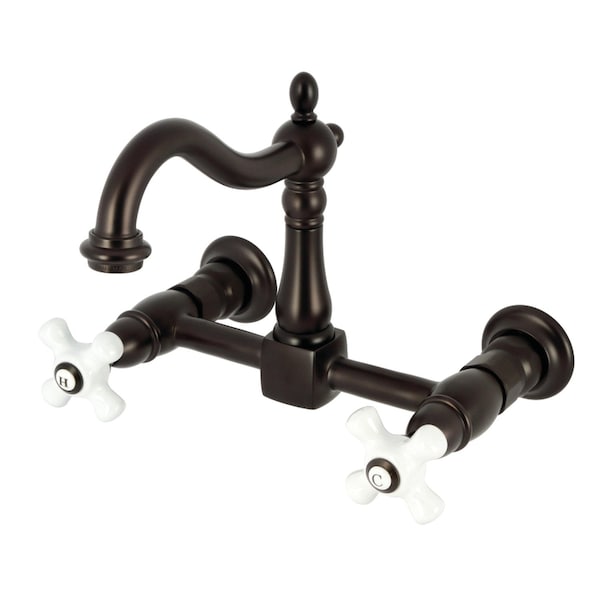 Kingston Brass Two-Handle Wall Mount Bridge Kitchen Faucet, Oil Rubbed Bronze KS1265PX - main