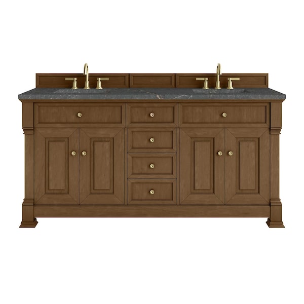 James Martin Vanities Brookfield 72 in. Double Vanity, Honey Oak w/ 3 CM Parisien Bleu Silestone Top 547-V72-HNO-3PBL - main