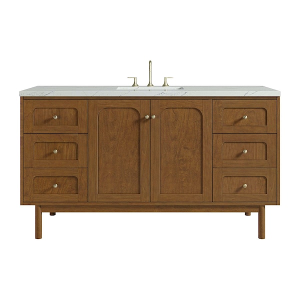 James Martin Vanities Laurent 60" Single Vanity, Honey Oak w/ 3 CM Ethereal Noctis Silestone Top 545-V60S-HNO-3ENC - main