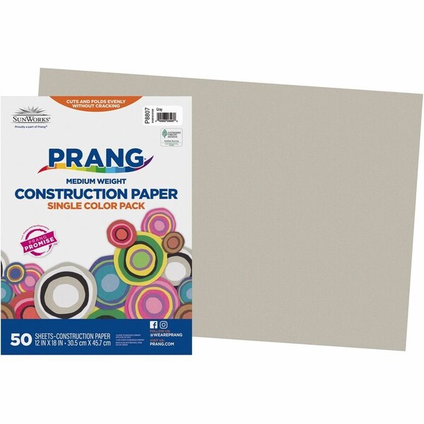 Sunworks Construction Paper, Gray, 50PK PAC8807 - main