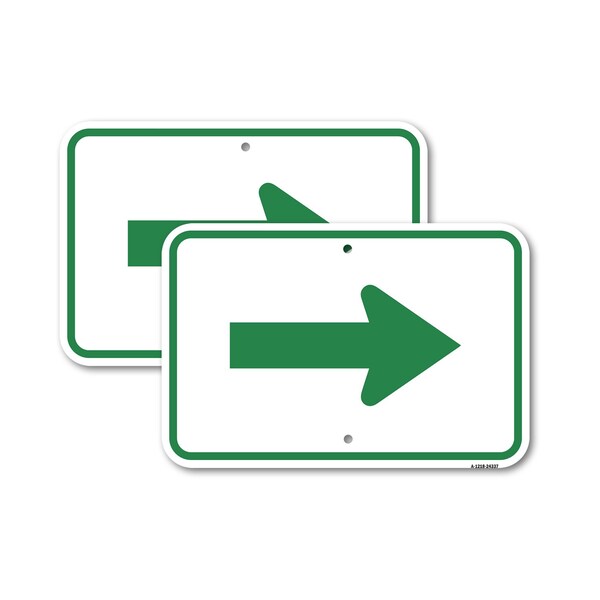 Signmission Arrow Green, 18'' X 24'' 2 Signs, Heavy Gauge Aluminum, 2PK A-1824-2PACK-24337 - main