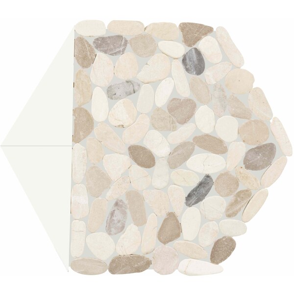 Daltile Pebble Oasis Natural Stone Tri-Hex Pebble Mosaic 11in x 10in in Tumbled Seashell, 17PK PB24TRHEXPBMSTM - main