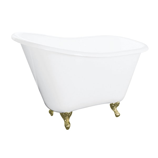 Kingston Brass 51-Inch Cast Iron Classic Flat-Rim Single Slipper Clawfoot Tub, No Faucet Drillings VCTND5130NT7 - main