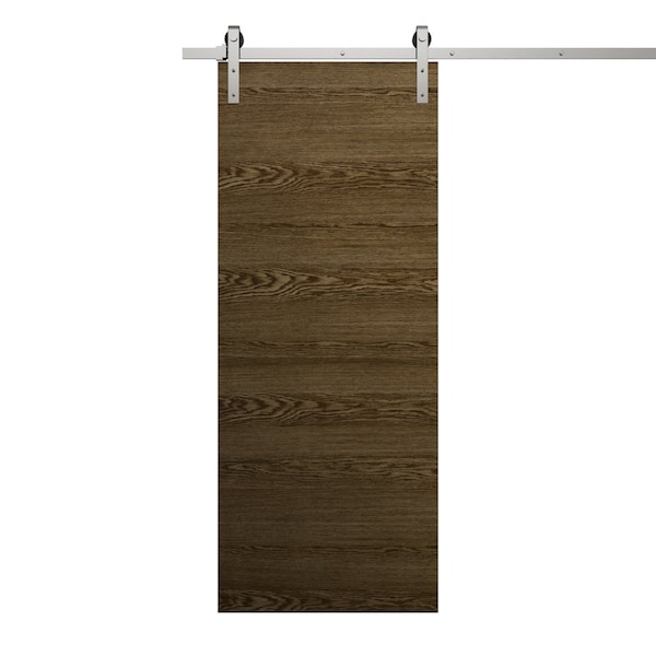 Sartodoors Modern Barn Door 36 x 84 inches, Ego 5000 Marble Oak, 6.6FT Silver Rail Track Heavy Hardware Set , EGO5000BD-S-DMR-3684 - main