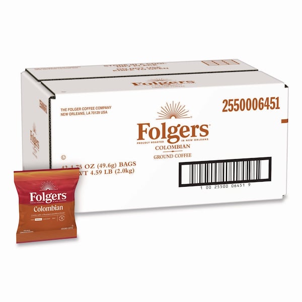 Folgers Coffee, Gourmet Supreme(R) 100% Colombian, Fraction Pack, Caffeinated, Ground, 5.88 lb, 42 PK 2550006451 - main