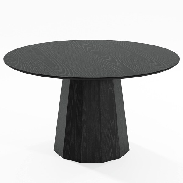 Homeroots 52" Black Solid Wood Pedestal Base Round Top Dining Table 721064 - main