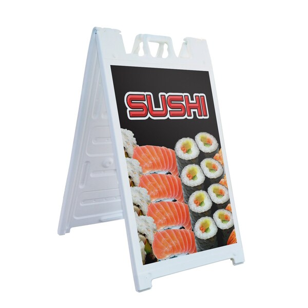 Signmission Sushi, A-Frame & 2 Decals Installed, Heavy-Duty Plastic Frame SBHD-D-2436-Sushi - main