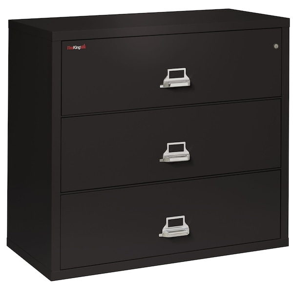 Fireking 38-15/16" W 3 Drawer Fire-Resistant Lateral File Cabinet, Black, Letter/Legal 3-4422-CBL - main
