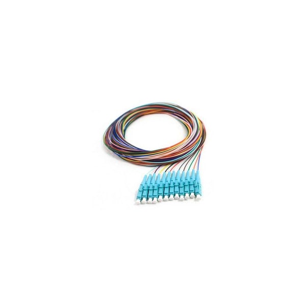 Cable Wholesale 12 Strand Fiber Pigtail, 50/125 Multmode(Aqua Boot), OM3, LC/PC connectors, 3 meter 15F1-42012 - main