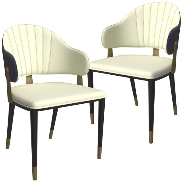 Leisuremod Aria Modern Dining Chair in Leather and Iron Legs with Curved Back in Blue, 2PK AC45BU2 - main