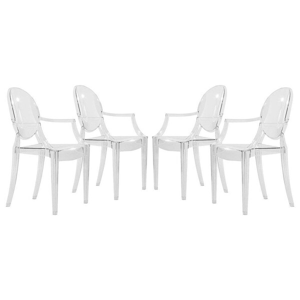 Leisuremod Carroll Modern Acrylic Chair, Clear, 4PK GC22CL4 - main