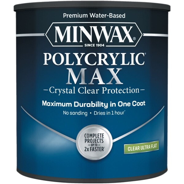 Minwax Polycrylic Max Interior Stain Clear Ultra Flat 1 Qt. 644445555 - main