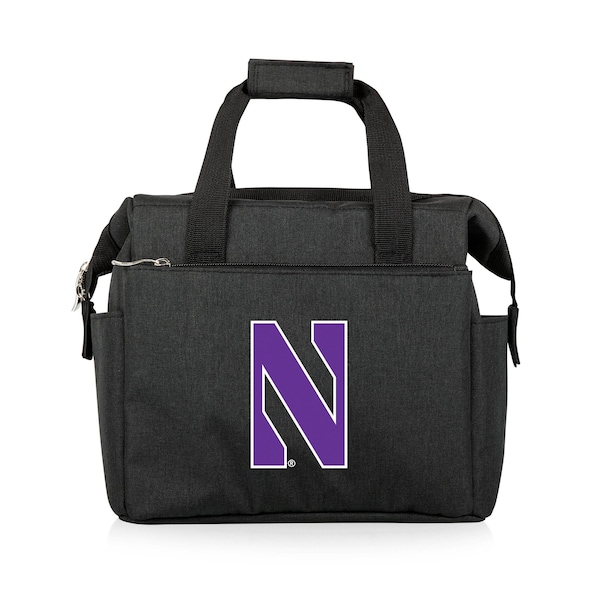 Picnic Time Family Of Brands NCAA Northwestern Wildcats On The Go Lunch Bag Cooler - Soft Cooler Lunch Box, Black 510-00-179-434-0 - main