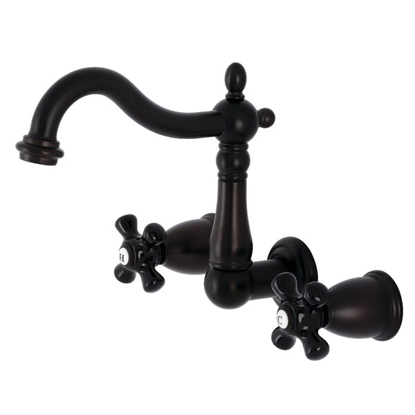 Kingston Brass Double-Handle Wall Mount Bathroom Faucet, Oil Rubbed Bronze KS1255PKX - main