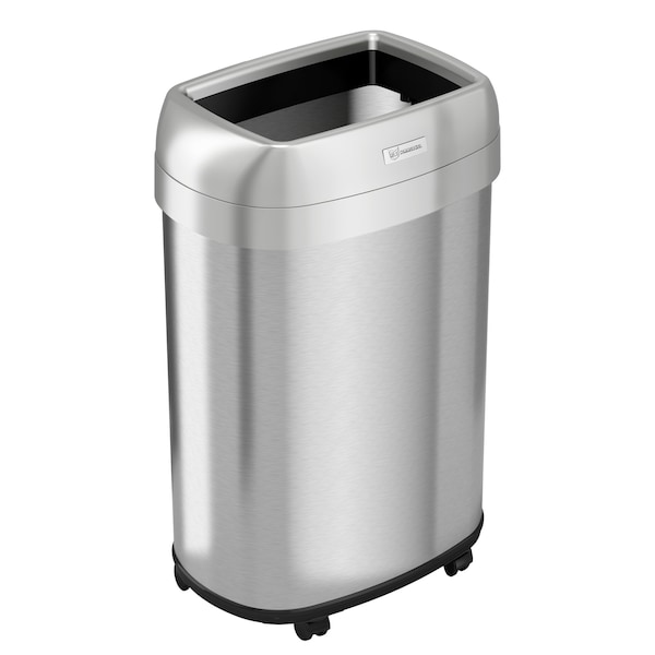 Hls Commercial 13 gal Oval Indoor Metal Can, Silver, Open Top, Stainless Steel, 11.4 in HLS13STVM - main