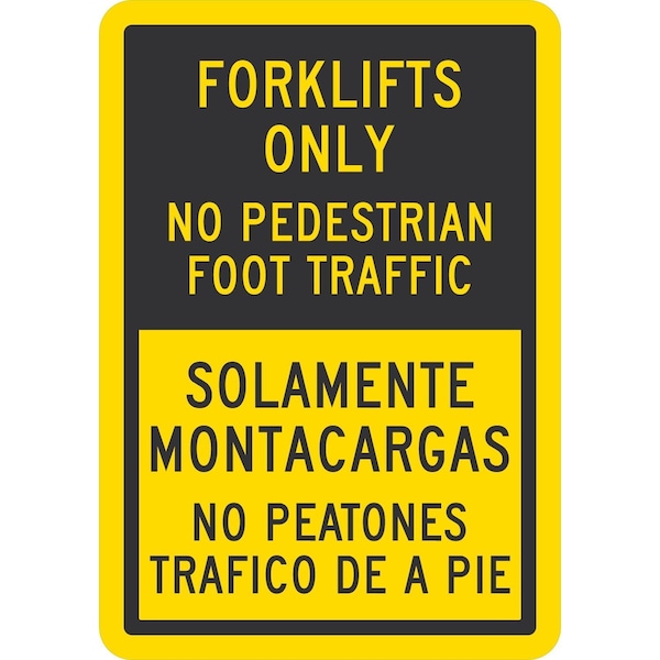 Lyle Forklifts Only No Pedestrian Foot Traffic Solamente, 7x10, Non-Reflective, Yellow G-17274-PL_7x10 - main