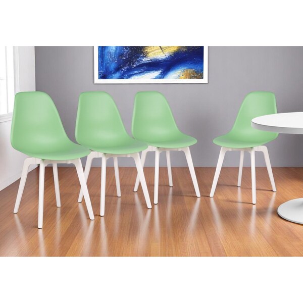 Homeroots Set of Four Mint Green and White Heavy Duty Plastic Dining Side Chairs 565189 - main