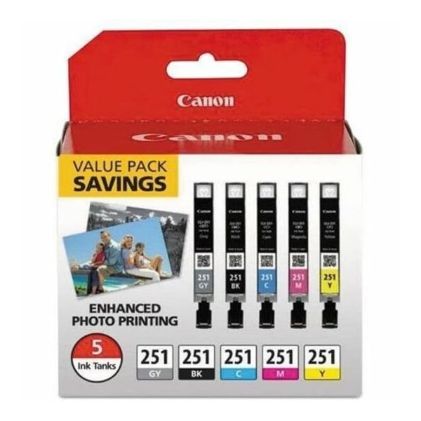 Canon Ink 6513B011 (CLI-251) , Black/Cyan/Gray/Magenta/Yellow, PK5 6513B011 - main