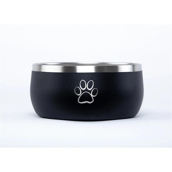 Good Life Gear 34 oz Double Wall Stainless Steel Pet Bowl, Powder Coat Black - Medium SF7010 M Black - main