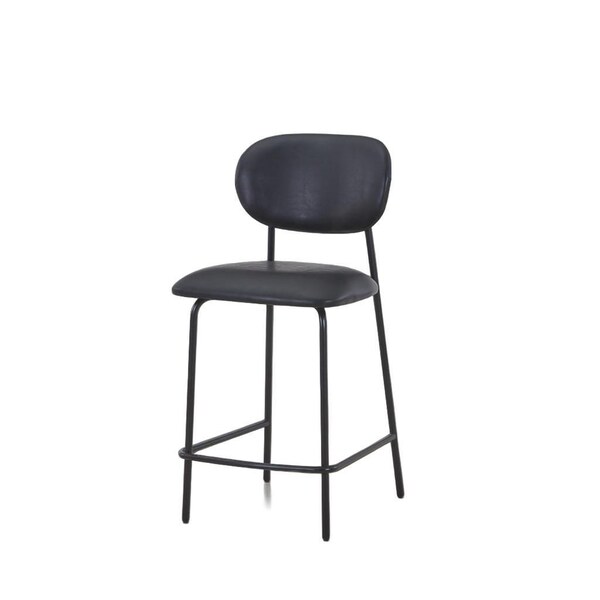 Homeroots Set of Two 26" Black Faux Leather and Metal Counter Height Bar Chairs, 2PK 716226 - main
