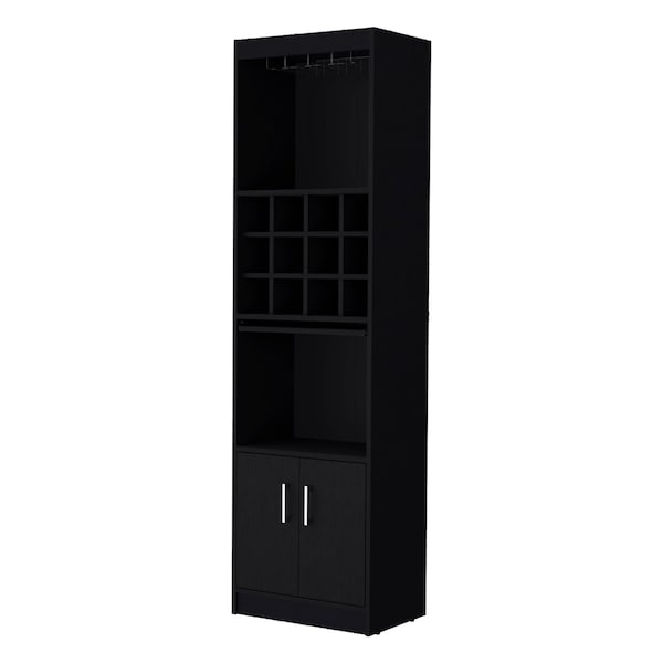 Homeroots 71" Black Wood Bar Cabinet With Two Doors 558540 - main