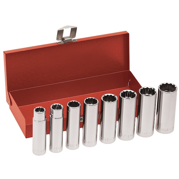 Klein Tools 1/2-Inch Drive Deep Socket Wrench Set, 8-Piece 65514 - main
